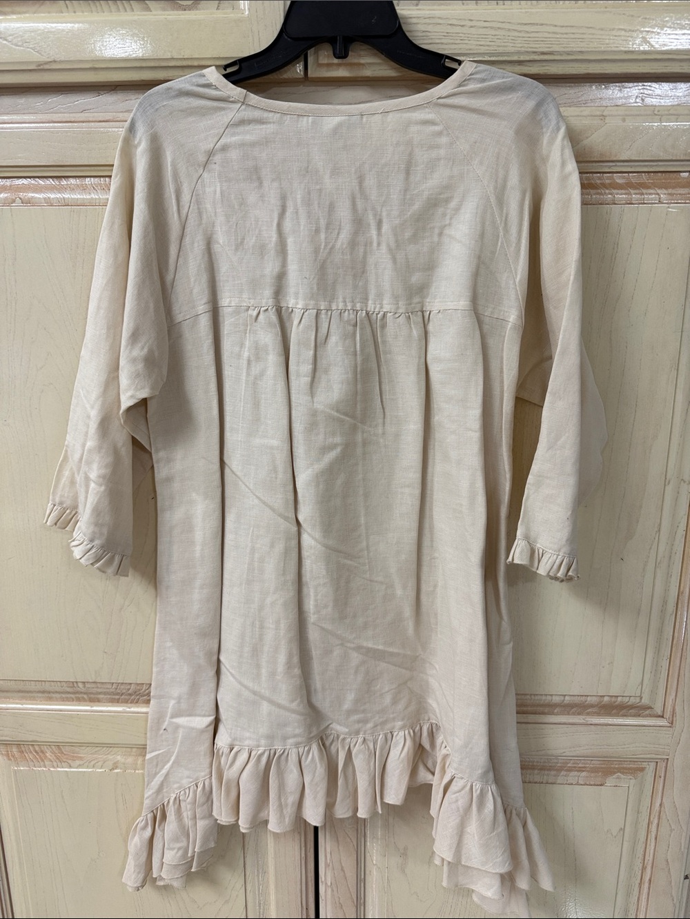 Cream Ruffle-Hem Women’s Top - Picture 2 of 2